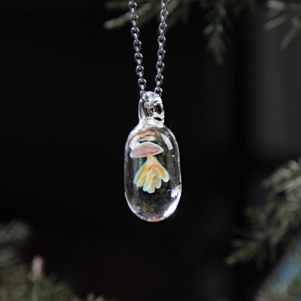 Coloured Glaze Glassy Jellyfish Necklace Dreamlike Ocean Style Chain Choker  Gift