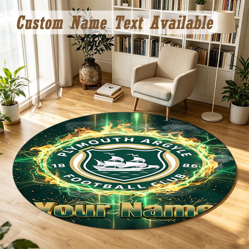 Rond Kleed Custom NaamPlymouth Argyle FC Patroon Antislip Tapijt Huis Vloer Decoratie