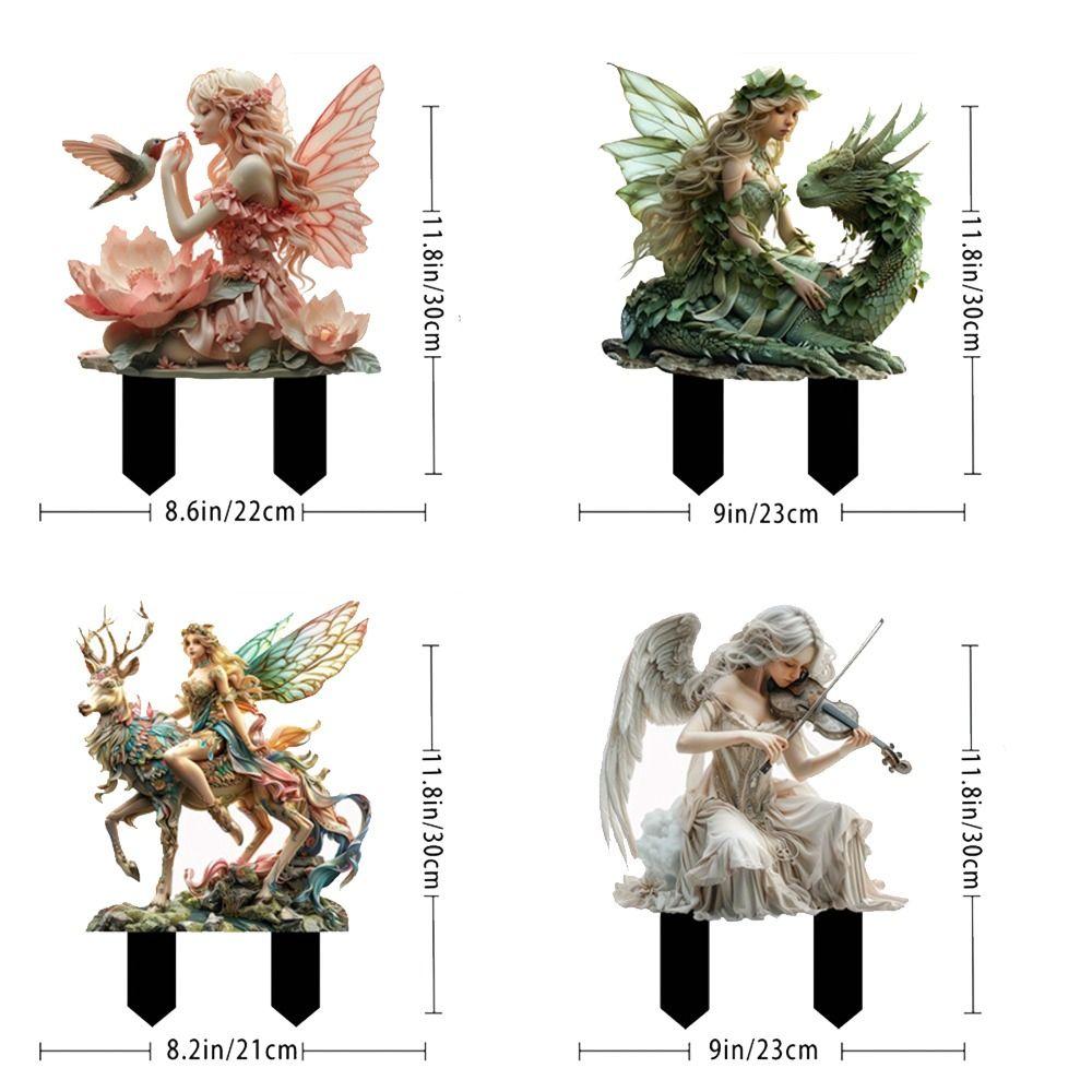 Acryl Fee Mini Figuur Schattig Creatief Tuin Vloerstekkers Multifunctioneel Kunstbloem Fee Beeld Sculpturen Buiten