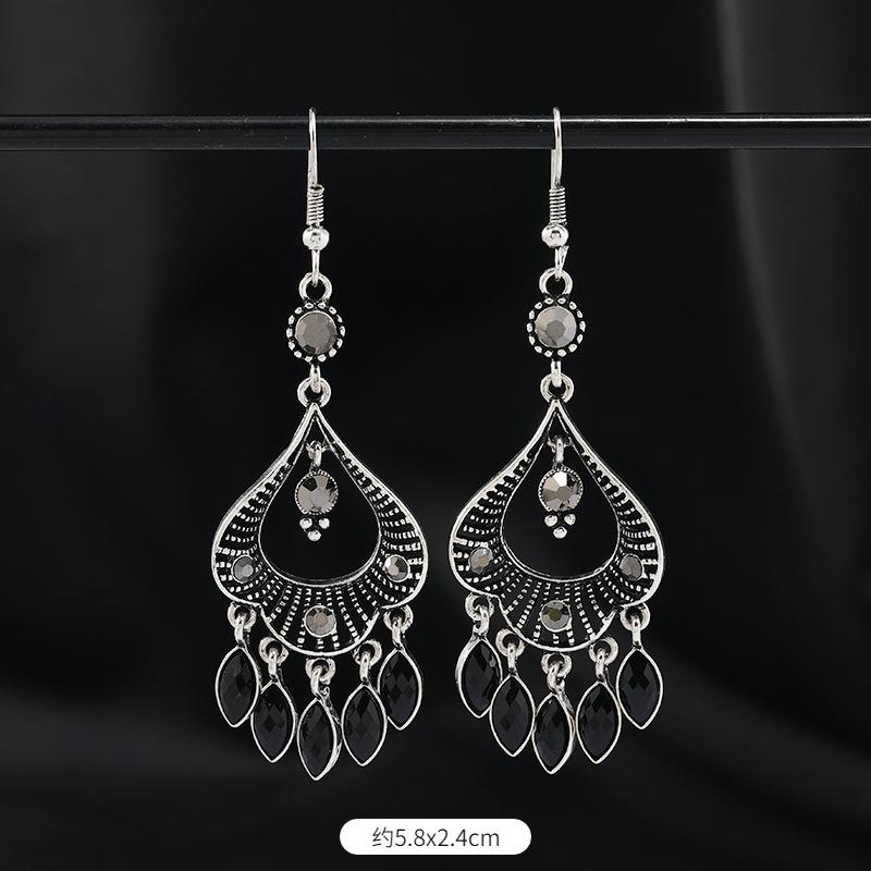 Original Design Earrings Retro Court Fringed Temperament Earrings Women's Long Crystal Ear Jewelry