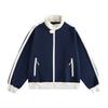 Damen Retro College Stil Color-Block Stehkragen Reißverschluss Hoodie Oversized Lässiges Sweatshirt