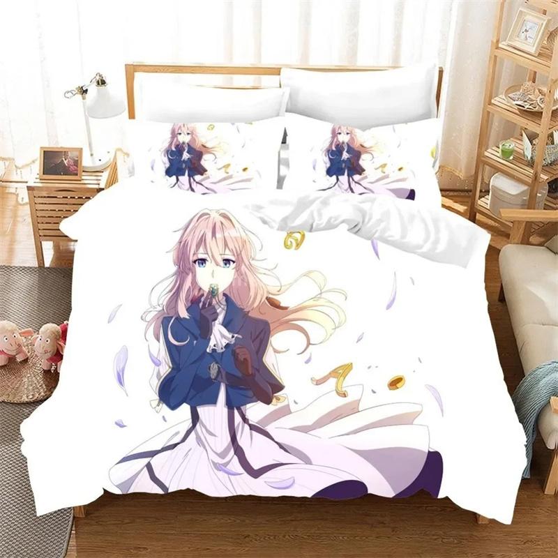 Stylish Cozy Anime Violet Evergarden 3d Sets Exquisite Bed Supplies Luxury Birthday Gift Comforter