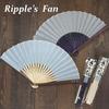 Onishi Ken Seisaku Omi Linen Fan 23cm Blue "Ripple" 78-02