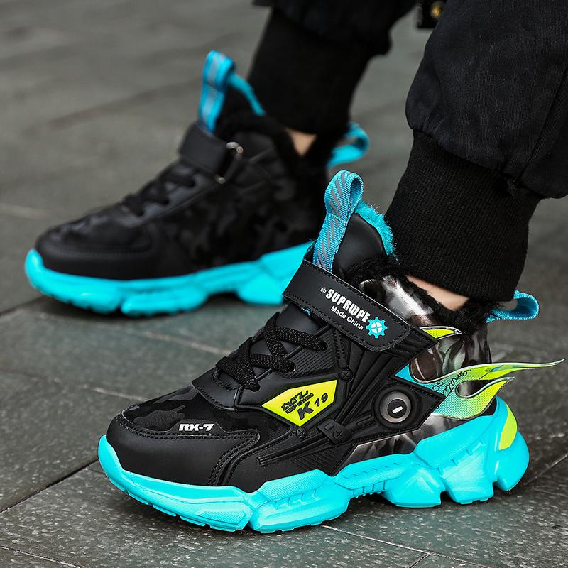 Winter Kinderschuhe Jungen rutschfeste Sportschuhe Outdoor Schnee Stiefeletten wasserdichte warme Turnschuhe Kind High Top Baumwolle Freizeitschuhe