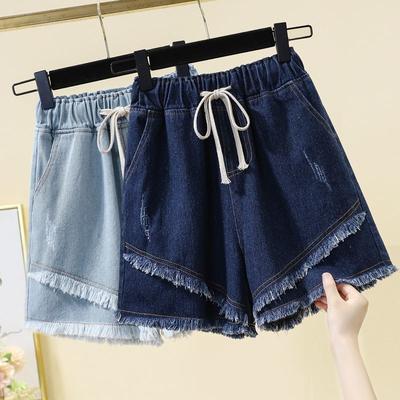 Women's Summer Short Jeans Loose Wide Leg Denim Shorts Elastic Waist Shorts