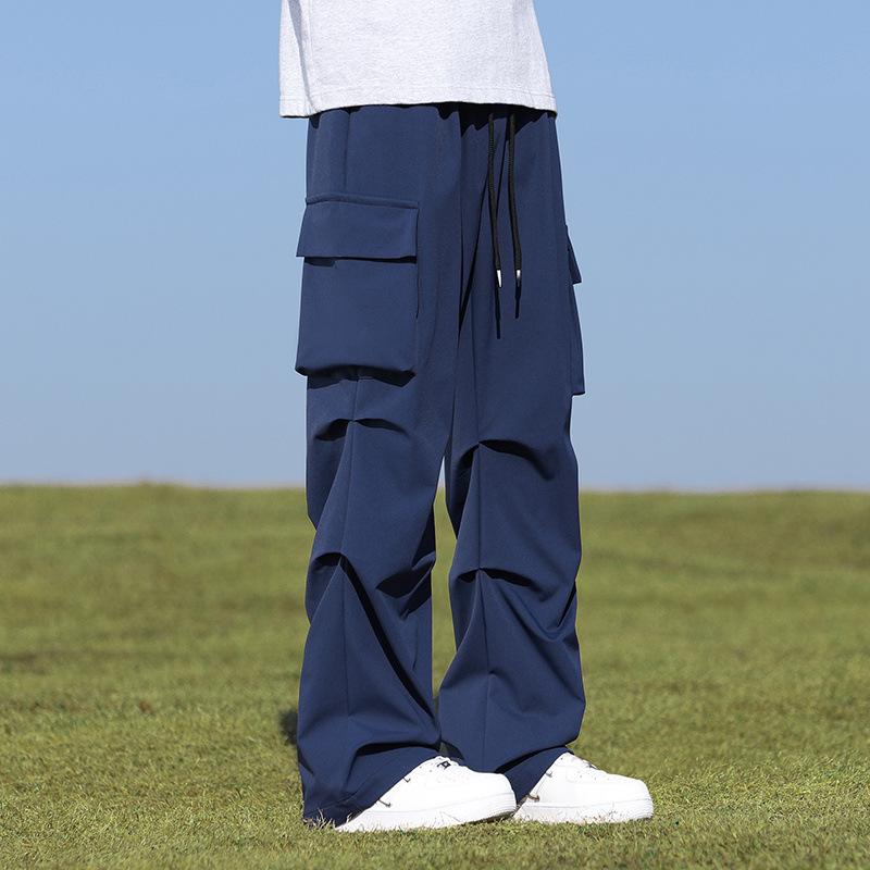 Spring and Autumn Men's Fashion Solid Color Casual Cargo Pants