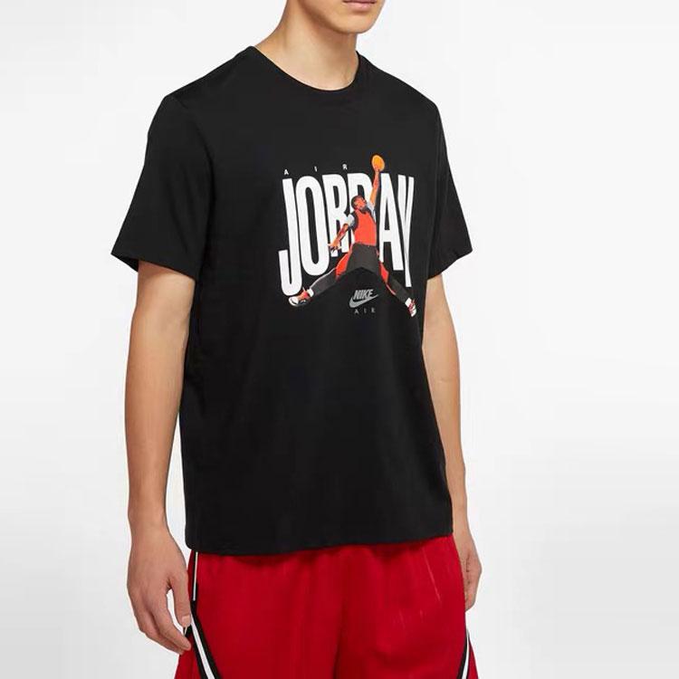 Air Jordan Printed Letter Logo Crew Neck T-Shirt Men Tops Black CJ6307-010