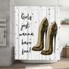 Luxurious Golden High Heel Design Waterproof Shower Curtain For Bathroom Decoration Girls Just Wanna Have Fun