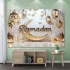2D Ramadan Crescent Moon & Lantern Backdrop for Home Decor
