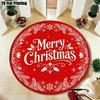 Large Round Bear Plaid Area Rug for Farmhouse Rustic Decor Entrance Mat Waterproof Durable Home Flooring