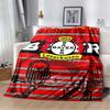 1.FC Köln German Fan Slogan Flannel Throw Blanket, Red White Club Crest & Flame Border Print, Soft Warm Fleece for Bundesliga Football Fans Sofa Bed
