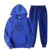 Simple Design Men's Letter Pattern Printed Hoodie Set Pure Cotton Comfortable Loose Casual Pocket Hoodie+Sweatpants