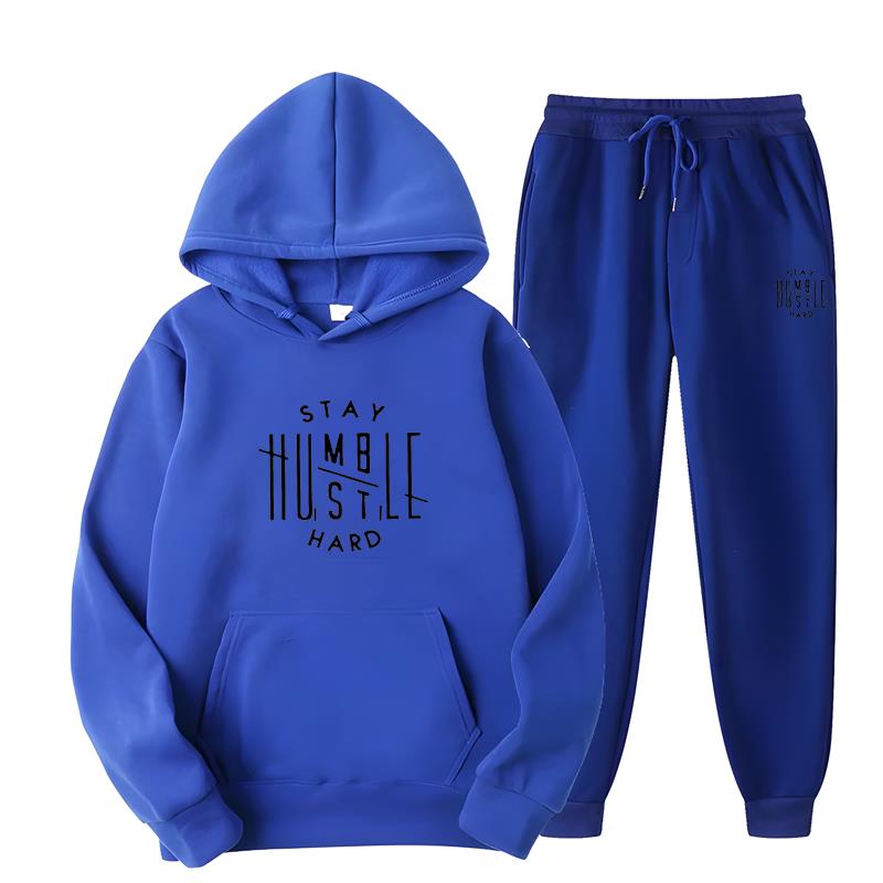 Simple Design Men's Letter Pattern Printed Hoodie Set Pure Cotton Comfortable Loose Casual Pocket Hoodie+Sweatpants