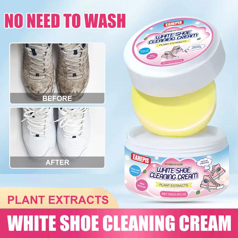 White Sneaker Cleaning Paste,Shoe Cleaner Removal,Waterless Scrubbing Cleaner for Shoes,Faux Leather,Women's Bags with Sponge
