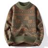 Boys' Casual Men's Warm Knitted Sweater - Thickened, Round Neck, Loose-Fit, Trendy Winter Wear