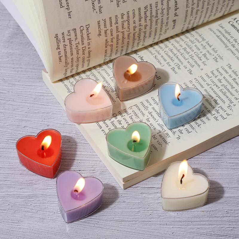 Creative Heart-shaped Confession Scented Candle Household Tea Wax-free Tea Romantic Love Small Candle Fire Paint Wax