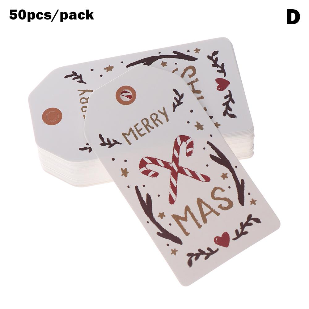 50PCS Merry Christmas DIY Kraft Tags Labels Gift Wrapping Paper Hang Tags Santa Claus Paper Cards Xmas Party Supplies