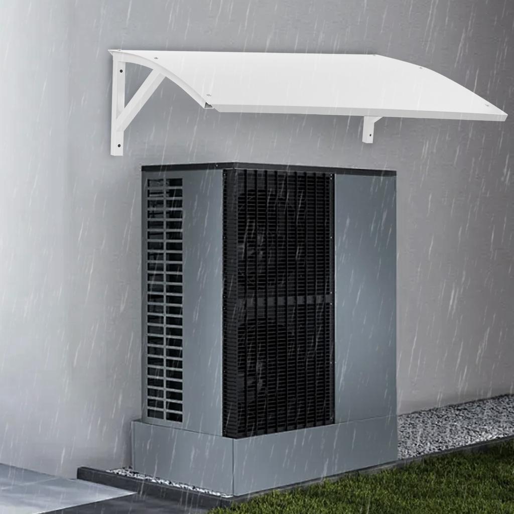 Copertura AC per Esterno, Parasole per Condizionatore Resistente alle Intemperie, Protezione Unità da Muro Bianca, Alloggiamento in Metallo per Condensatore Esterno