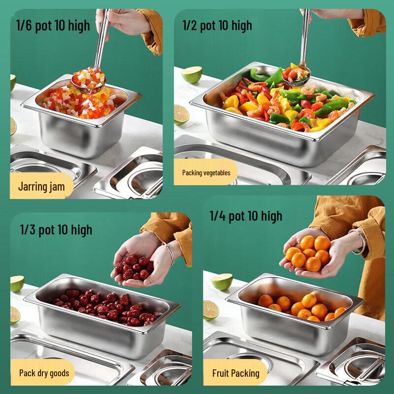 Antimicrobial SUS316 Stainless Steel Rectangular Deep Food Pan