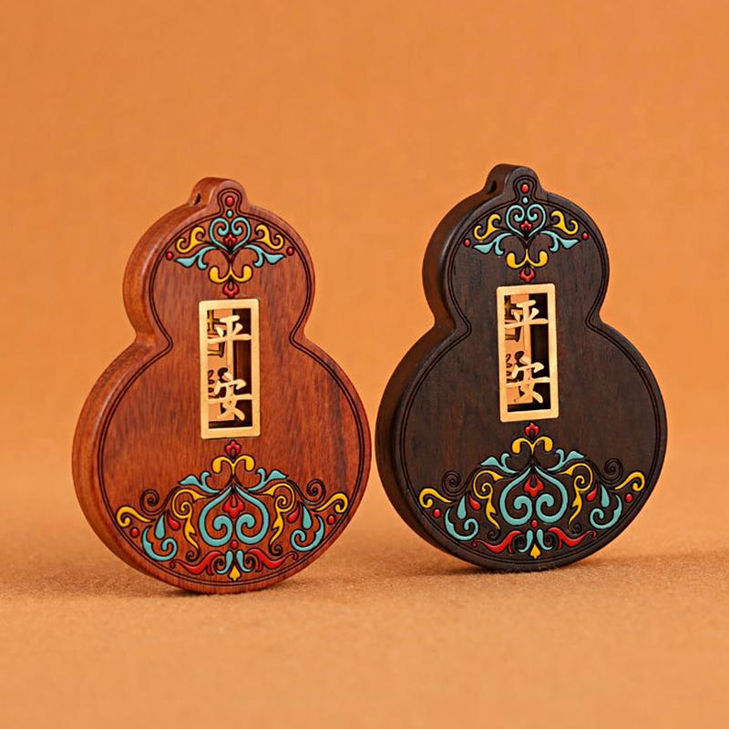 

1PC Gourd Pendant Car Interior Decoration Hand Carved DIY Rosewood Lukcy Chamrs Hanging Ornament Hollow Black Sandalwood