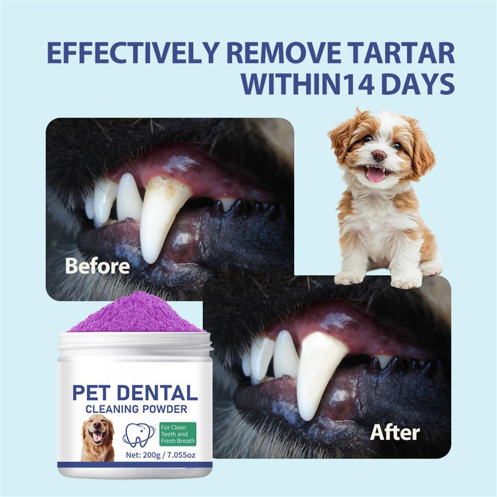 Pet Oral Cleaning Tooth Powder 200g Tartar Stain Cleaning Tool Cats And Dogs Clean Teeth And Freshen Breath