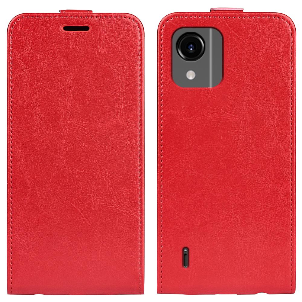 

Для Nokia C110 Чехол для телефона с держателем для карт Текстура Crazy Horse Вертикальный откидной кожаный чехол Red