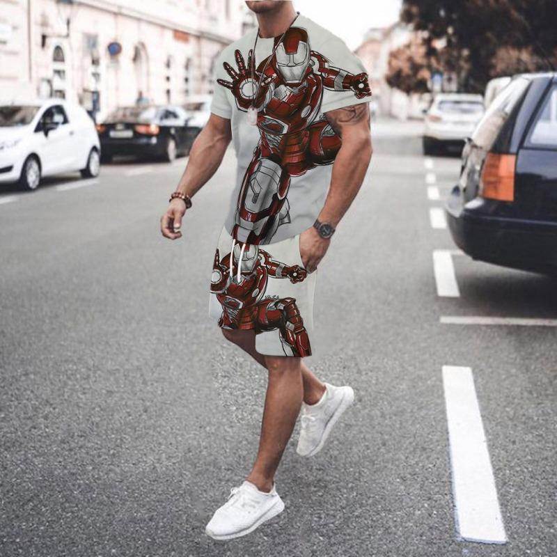 

Летняя мода, новый комплект футболок, забавный мужской спортивный комплект с принтом, комплект из 2 предметов, мужская спортивная одежда в стиле хип-хоп, уличная одежда XS-6XL 6XL