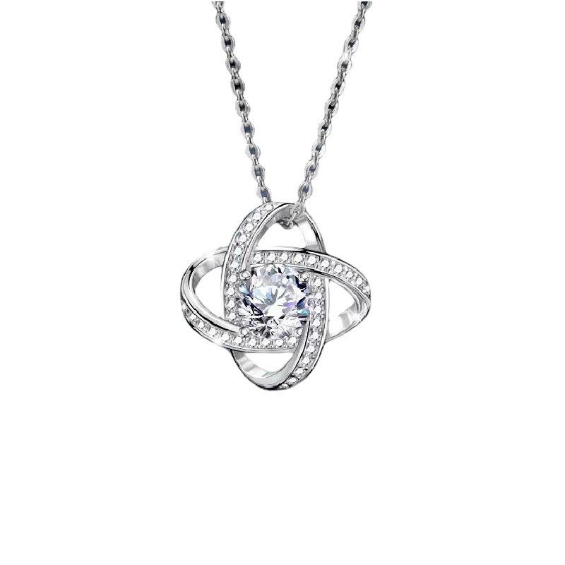 Four-Leaf Clover Diamond Pendant Zircon Necklace - Fashionable Short Clavicle Chain