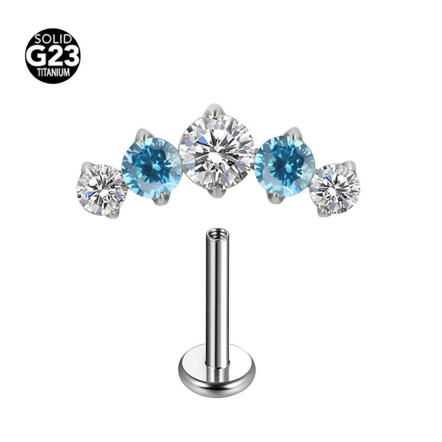 F-136 Titanium Alloy 1.0-1.2 Gauge Internally Threaded Cartilage Lip Ring Stud
