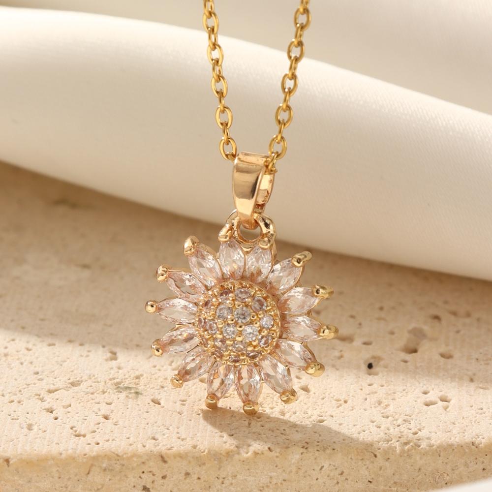 Lyxiga Blommor Zirkonia Hängsmycke Halsband för Kvinnor Ny Mode Bröllopsfest Halsband Smycken Tillbehör