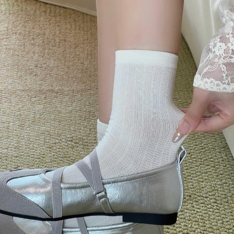 Summer Lightweight Children's Cool-feeling Mulberry Silk Pile Socks, Flowered Mid-calf Socks, Simple Dark-patterned Women's Socks, Boneless