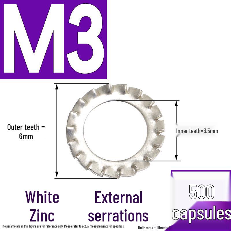 304 Stainless Steel External & Internal Tooth Lock Washer, Anti-Slip, Anti-Loosening, Size M6-M30