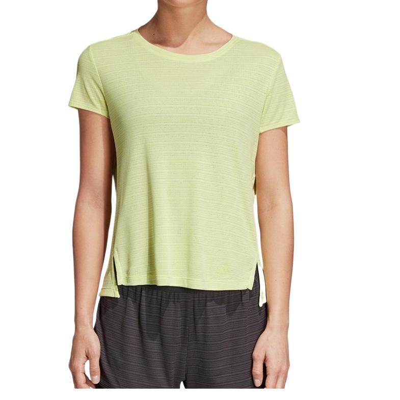 adidas T Shirts Women's Green Crew Neck Moderate Straight Fit CF4440