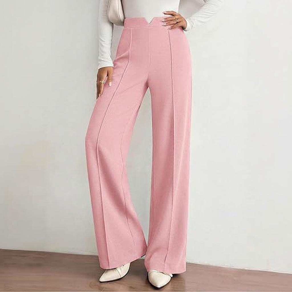 Women's High Waist Casual Color Wide Leg Dress Pants with Loose Fit