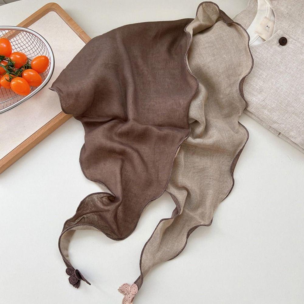 Double Layer Design Two Tone Headwrap Scarf Cotton Linen Bandana Hot Headscarf Accessory For Women