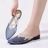 FHC 2025 New Women Crystal Slippers,Transparent Slides,Close Pointy Toe Summer Shoes,Casual Shoes,Black,Purple,Red,Dropship