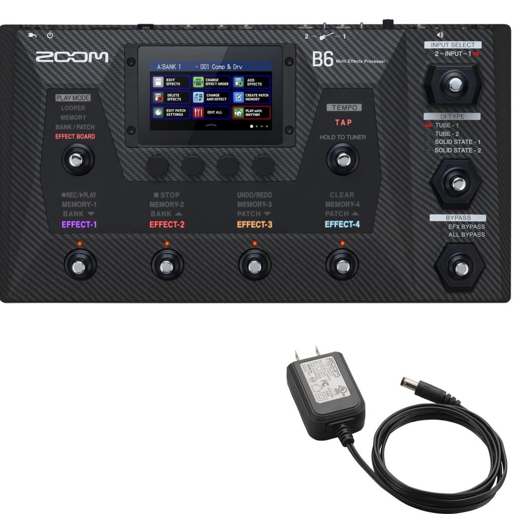 ZOOM B6 Bass Pedal with IR 4 Preamp Modeling and LCD Screen Multi-Effects Cabinet, Types, 4.3-inch