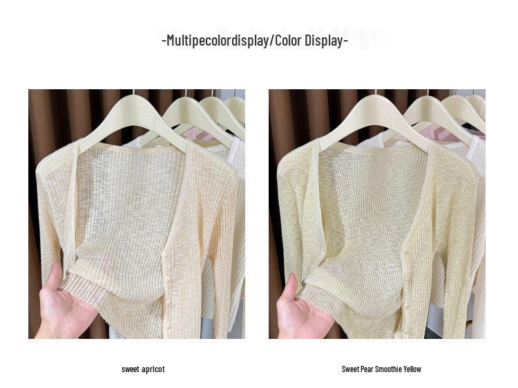 Hochwertiger dünner gerippter Strick-Cardigan für Damen, Perfekte Sommer-Schicht für Camisole-Kleider, Kleiner Bolero, Sonnenschutz-Schal aus Eis-Seide