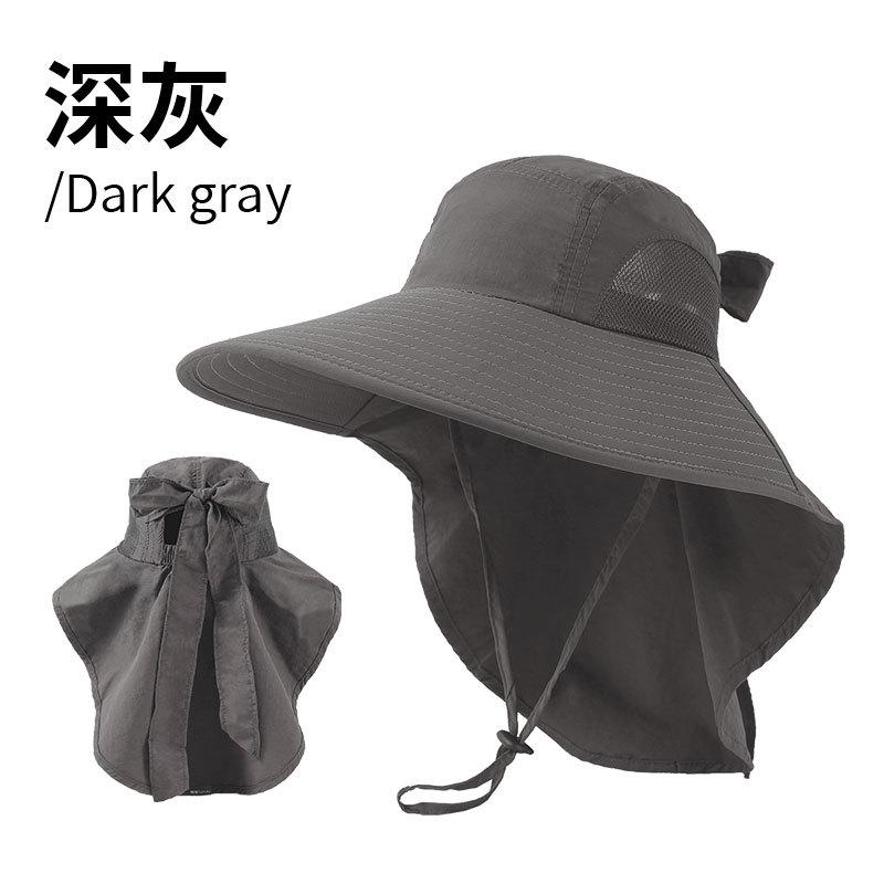 Big-brimmed bucket hat women's dew ponytail sun protection hat summer sun hat outdoor sun hat UV protection mountaineering hat
