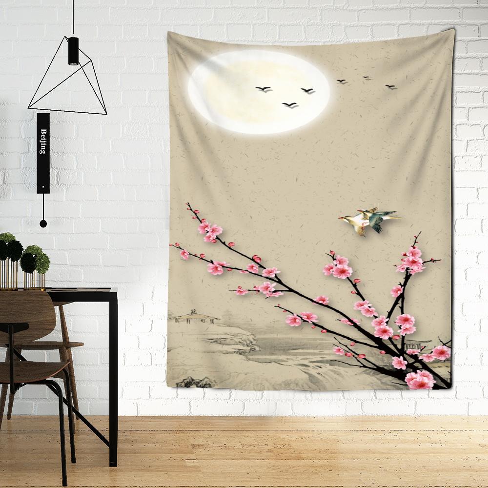 Chinese Ancient Style Story Mural Tapestry Wall Hanging Landscape Flower And Bird Painting Bohemian Style Home Decor