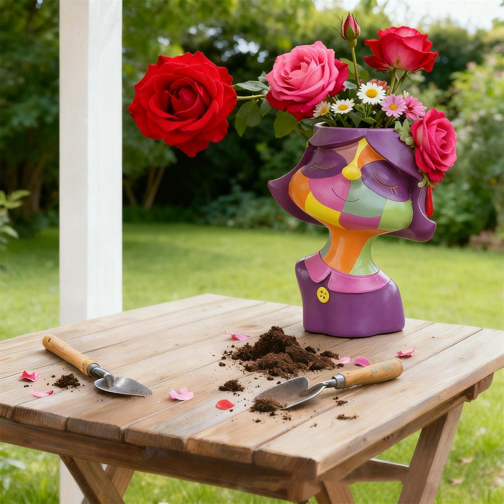 Кружляюче волосся дівчина смоли ваза для квітів спокійна та заспокійлива настільна декоративна виріб