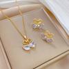 Light Luxury Swan Butterfly Zircon Jewelry Sets Stainless Steel Animal Pendant Necklace Earrings Party Gifts For Women Girls