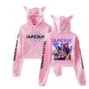 Anime KPop Dämonenjäger Damen Kapuzenpullover mit Katzenohren Cartoon Pullover Sweatshirt für Anime-, K-Pop- & Filmfans