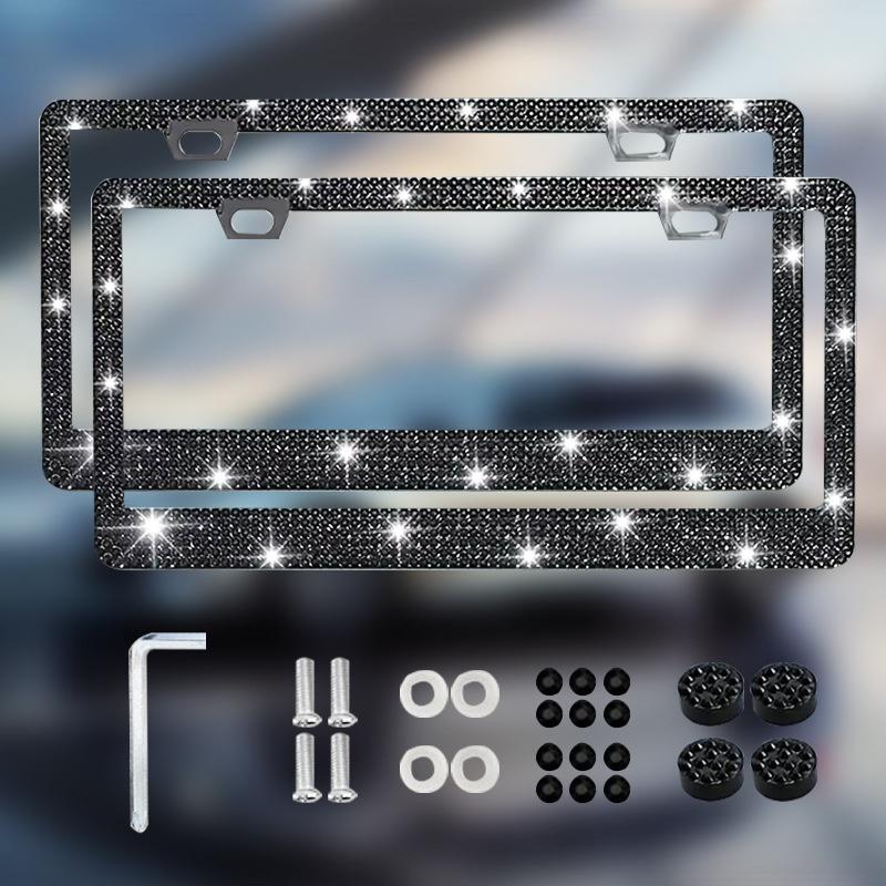NEW 1/2PCS 31*16cm Bling Crystal License Plate Frame Women Rhinestone Car License Plate Frame Cover Holder Car Accessories