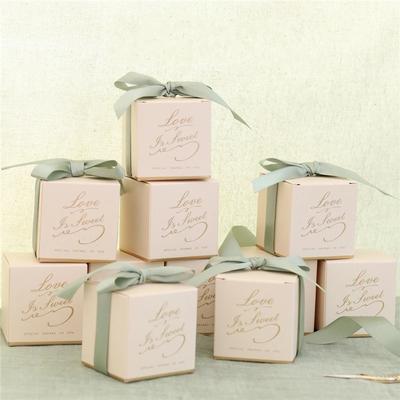 Bronzing Square Candy Box Wedding Favours Candy Boxes Paper Chocolate Package Gift Bag For Baby Shower Birthday Party Decoration