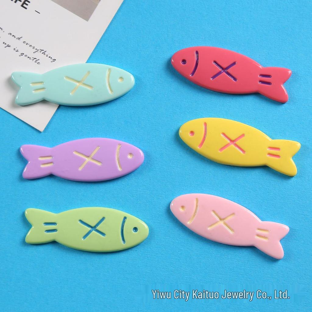 Cartoon Cute Candy Color Fish Hair Clips & Resin Stickers for DIY Accessories, Phone Cases, & Clothing Decoration