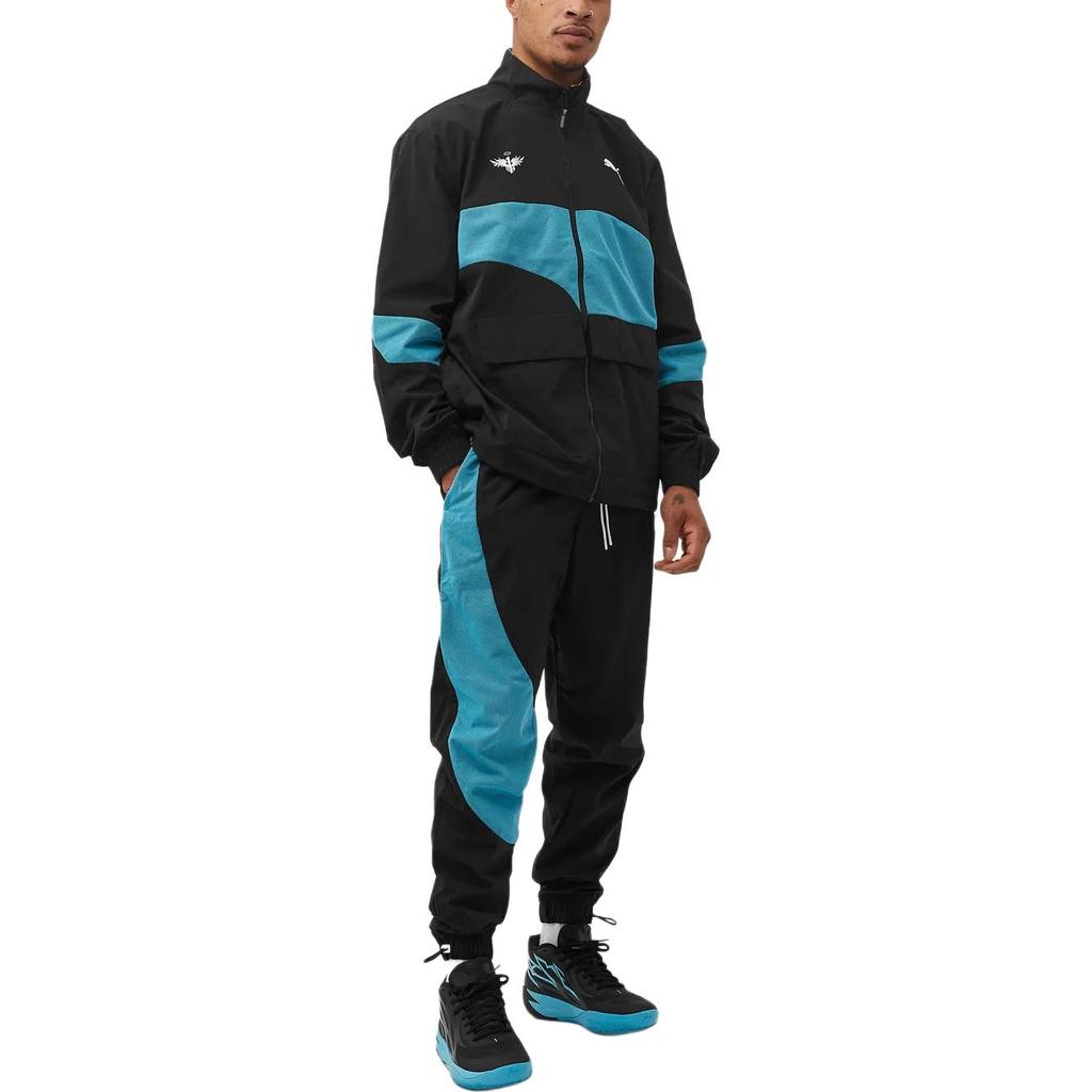 Puma Logo Print Zip Stand Collar Jacket Men Jackets Black 537997-01