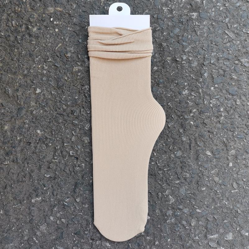 Women's Summer Thin Allpurpose Solid Color Retro Vertical Stripe In The Long Tube Pile Socks