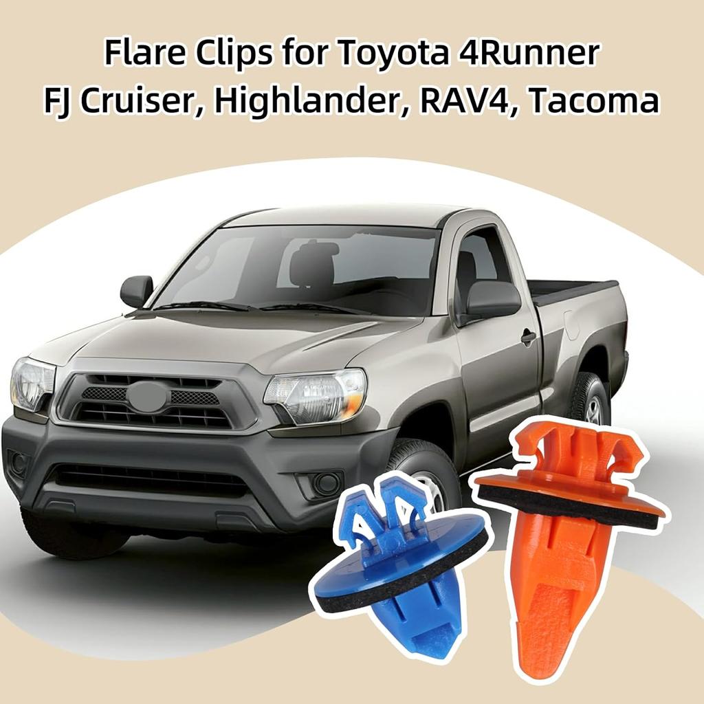 100 Pcs Fender Flare Clips Molding Retainer Clips For Toyota 4Runner, FJ Cruiser, Highlander, RAV4, Tacoma - Push Door Trim Fastener - Replace OEM: