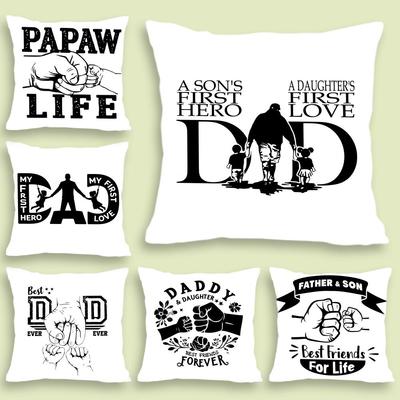 Dad And Son Cushion Cover Soft Plush Fabric Double-Sided Printed Sofa Cushion Cover For All Seasons Home Decor Gift